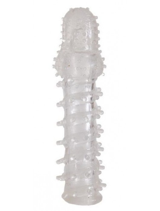 Прозрачная, закрытая насадка с шипами и точками - 13,5 см. - Toyfa Basic - в Черкесске купить с доставкой