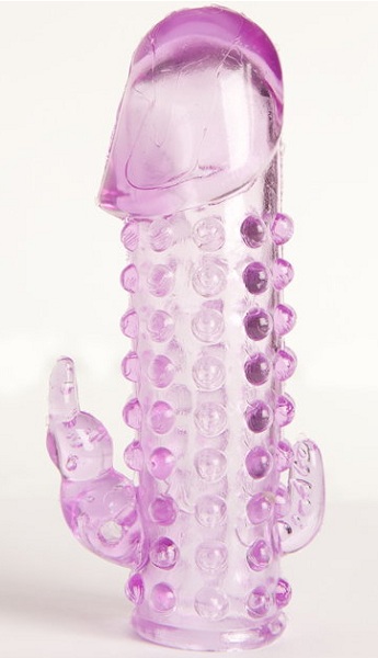 Закрытая фиолетовая насадка с 2 отростками - 13 см. - Toyfa Basic - в Черкесске купить с доставкой