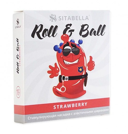 Стимулирующий презерватив-насадка Roll   Ball Strawberry - Sitabella - купить с доставкой в Черкесске