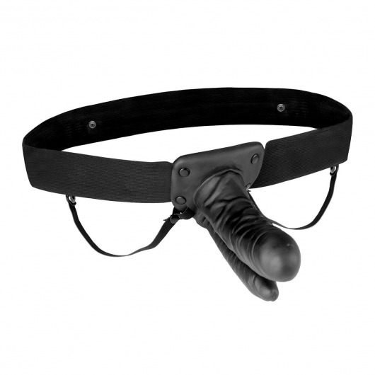 Полый страпон с двумя отростками и вибрацией Unisex Vibrating Hollow Strap-On Double Penetrating Dildo - 17,8 см. - Lux Fetish - купить с доставкой в Черкесске