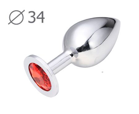 Коническая серебристая анальная втулка с красным кристаллом - 8,2 см. - Anal Jewelry Plug - купить с доставкой в Черкесске