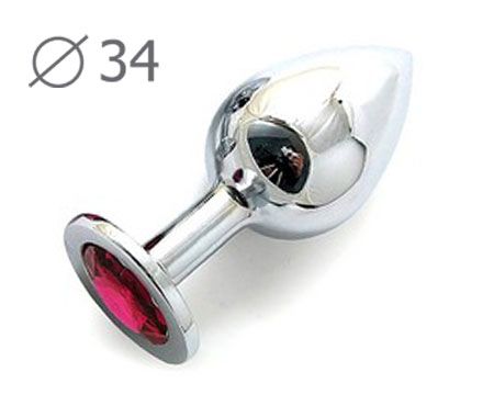 Коническая серебристая анальная втулка с малиновым кристаллом - 8,2 см. - Anal Jewelry Plug - купить с доставкой в Черкесске