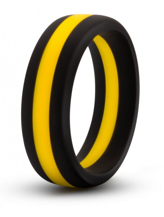 Черно-желтое силиконовое эрекционное кольцо Silicone Go Pro Cock Ring - Blush Novelties - в Черкесске купить с доставкой
