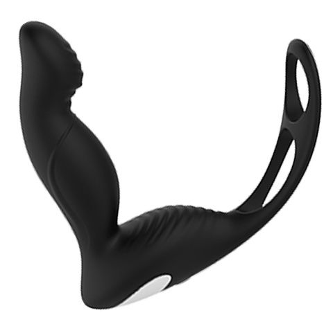 Черный вибромассажер простаты P-PLEASER W ERECTION ENHANCE - Dream Toys - в Черкесске купить с доставкой
