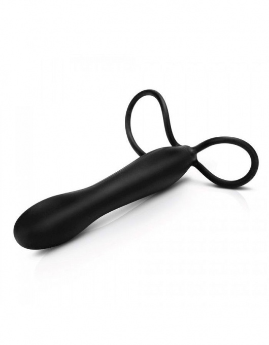 Черная насадка на пенис для двойной стимуляции Mojo BlackJack - 15 см. - Seven Creations - в Черкесске купить с доставкой