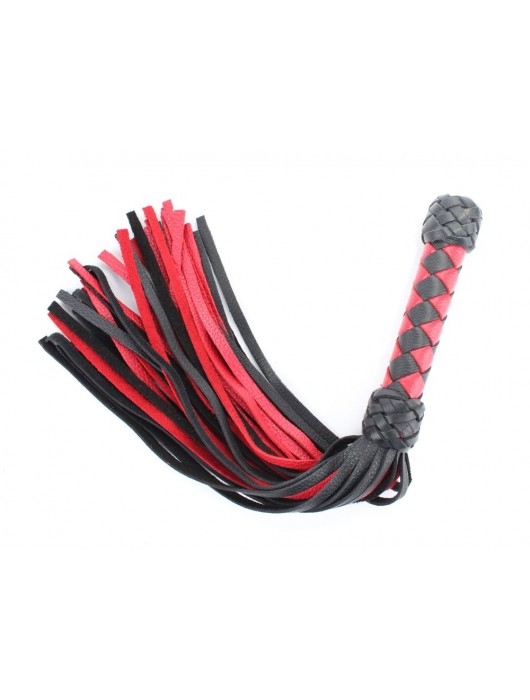 Черно-красная клеть с плетеной ручкой с ромбовидным узором - 45 см. - БДСМ Арсенал - купить с доставкой в Черкесске