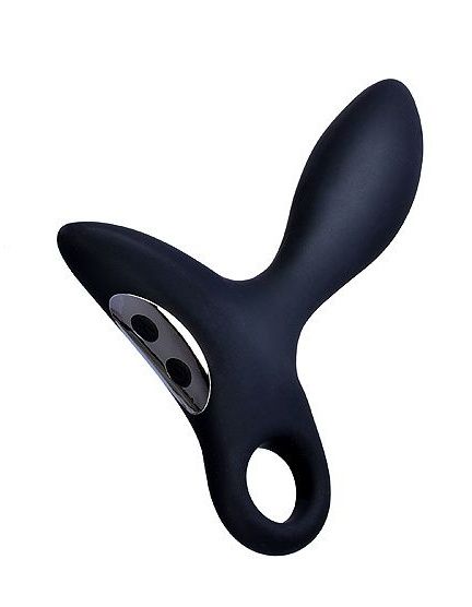 Черный силиконовый анальный вибромассажер Erokey с колечком-ограничителем - Erokay - в Черкесске купить с доставкой
