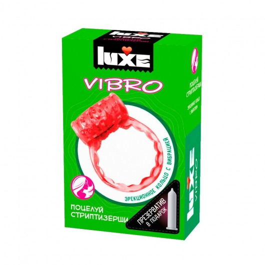 Розовое эрекционное виброкольцо Luxe VIBRO  Поцелуй стриптизёрши  + презерватив - Luxe - в Черкесске купить с доставкой