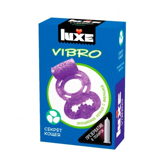 Фиолетовое эрекционное виброкольцо Luxe VIBRO  Секрет Кощея  + презерватив - Luxe - в Черкесске купить с доставкой