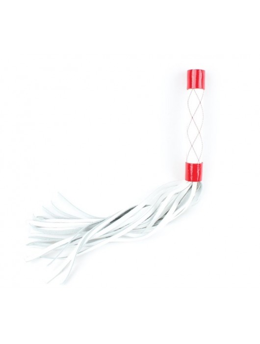 Бело-красная плеть средней длины с ручкой - 44 см. - БДСМ Арсенал - купить с доставкой в Черкесске