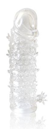 Закрытая прозрачная рельефная насадка Crystal sleeve - 13 см. - Erowoman-Eroman - в Черкесске купить с доставкой