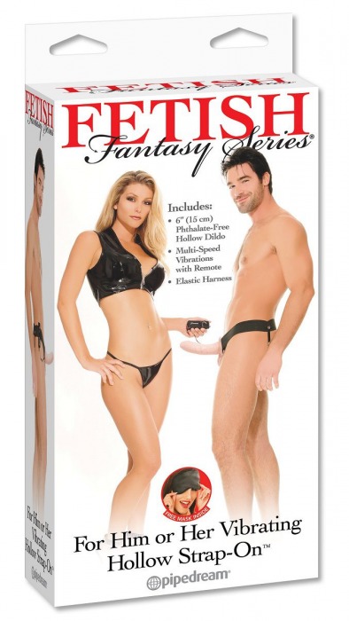 Полый страпон унисекс телесного цвета с вибрацией For Him or Her ​Vibrating Hollow Strap-On - 15 см. - Pipedream - купить с доставкой в Черкесске