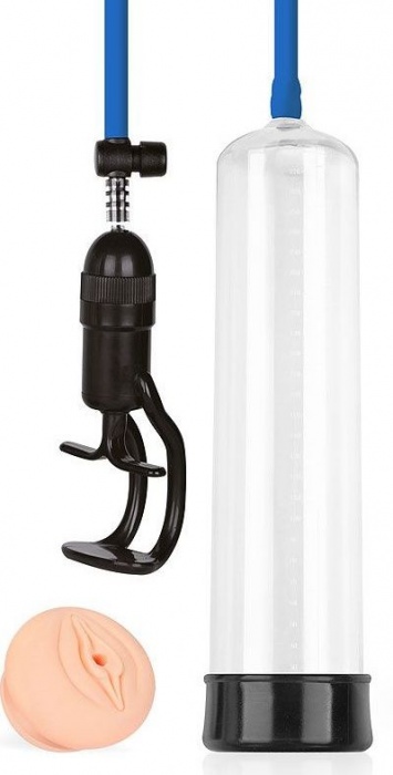 Прозрачная вакуумная помпа Sex Expert с насадкой-вагиной - Sex Expert - в Черкесске купить с доставкой