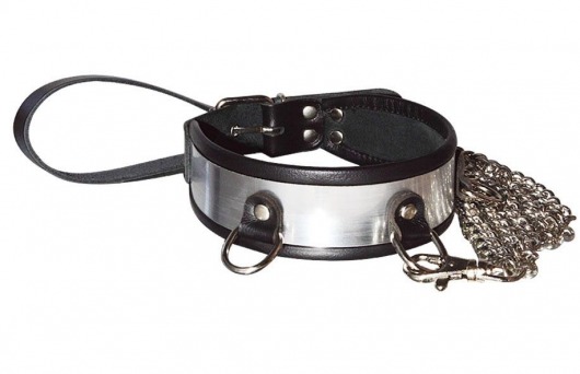 Стильный ошейник с металлическим блеском и поводком - Sitabella - купить с доставкой в Черкесске