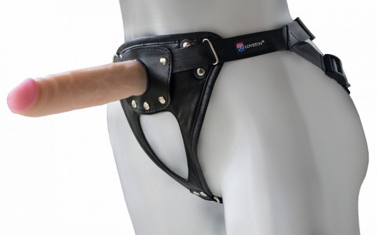 Черный пояс-трусики с насадкой  Soft-Принц  - 17 см. - LOVETOY (А-Полимер) - купить с доставкой в Черкесске