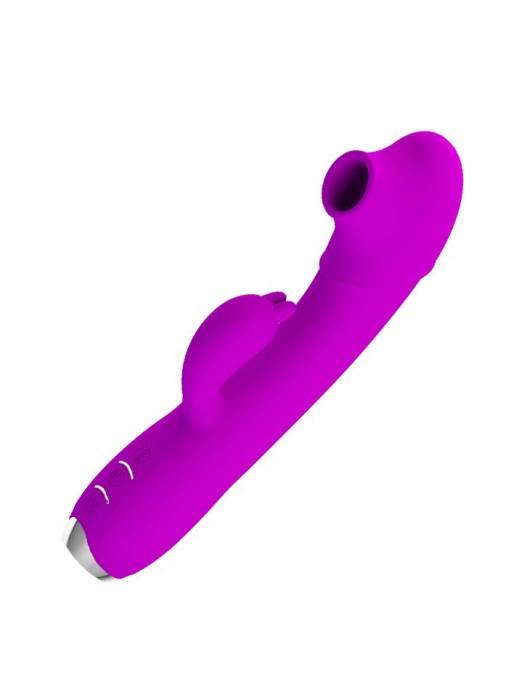 Лиловый вибратор Regina с пульсирующей головкой - 19,8 см. - Baile