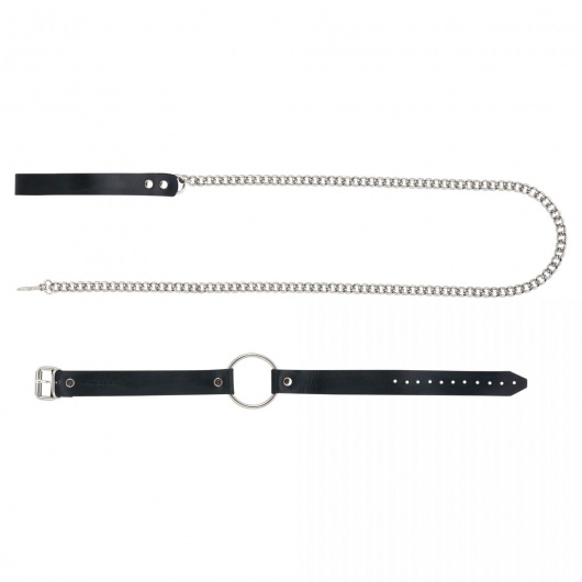 Черный поводок и чокер с кольцом Rada - Rebelts - купить с доставкой в Черкесске