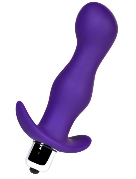 Фиолетовая изогнутая анальная вибропробка - 12,9 см. - A-toys