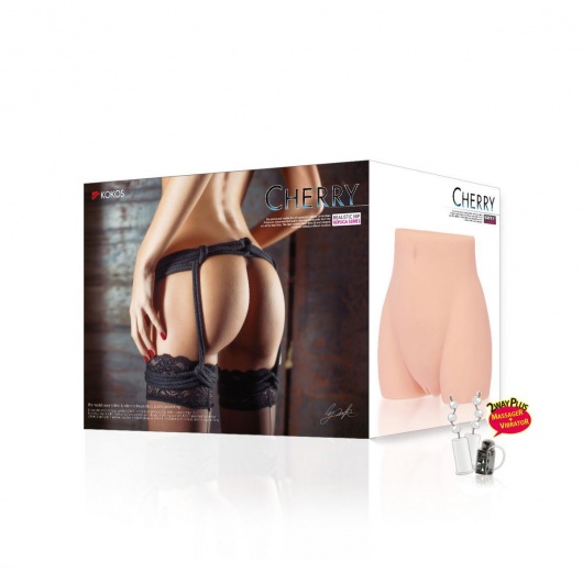 Мастурбатор-полуторс Cherry с вибрацией и двумя любовными тоннелями - KOKOS - в Черкесске купить с доставкой