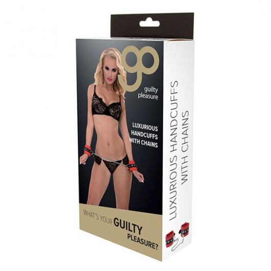 Красно-чёрные наручники на металлической цепочке - Blush Novelties - купить с доставкой в Черкесске