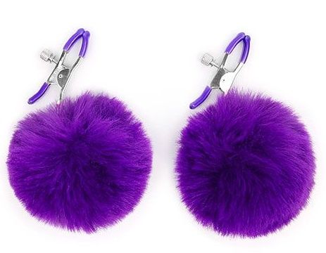 Зажимы для сосков с фиолетовым пушком - Notabu - купить с доставкой в Черкесске