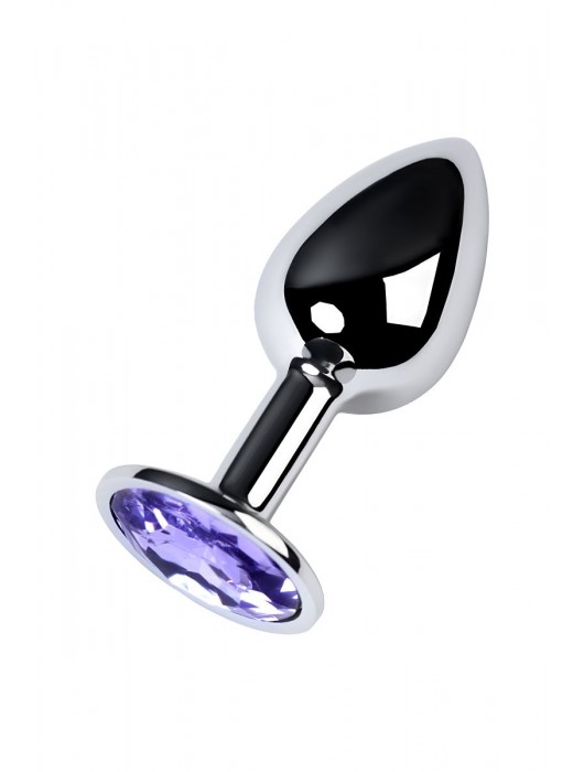 Серебристая конусовидная анальная пробка с фиолетовым кристаллом - 7 см. - ToyFa - купить с доставкой в Черкесске