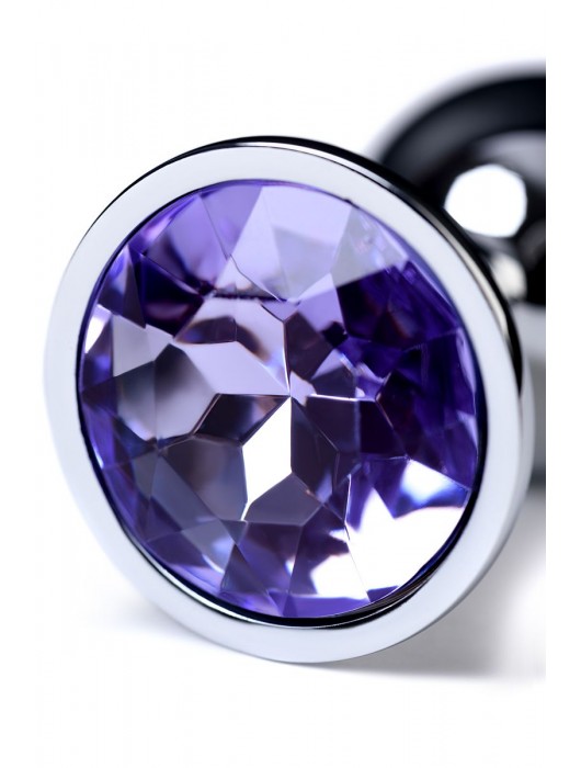 Серебристая конусовидная анальная пробка с фиолетовым кристаллом - 7 см. - ToyFa - купить с доставкой в Черкесске
