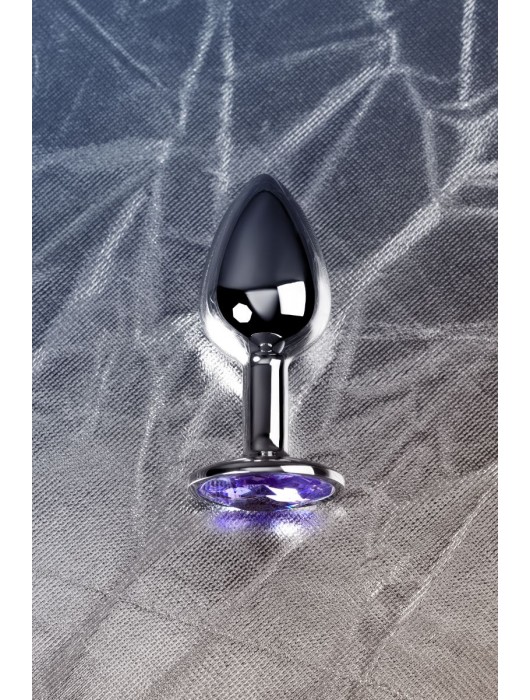 Серебристая конусовидная анальная пробка с фиолетовым кристаллом - 7 см. - ToyFa - купить с доставкой в Черкесске