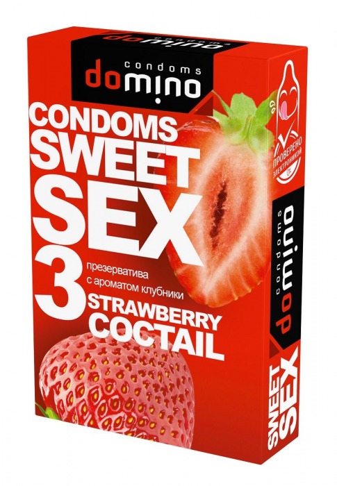Презервативы для орального секса DOMINO Sweet Sex с ароматом клубничного коктейля  - 3 шт. - Domino - купить с доставкой в Черкесске