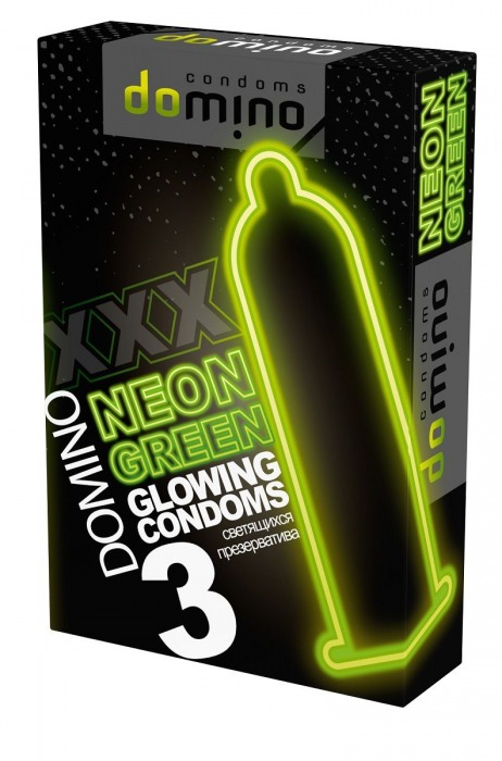 Презервативы DOMINO Neon Green со светящимся в темноте кончиком - 3 шт. - Domino - купить с доставкой в Черкесске