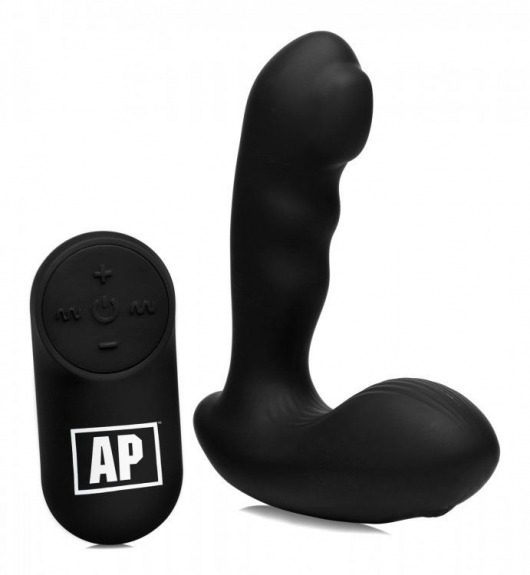 Черный стимулятор простаты Alpha-Pro 7X P-Milker Silicone Prostate Stimulator with Milking Bead - XR Brands - в Черкесске купить с доставкой