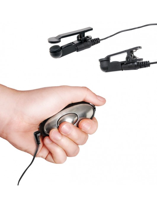 Черные электрические зажимы для сосков Shock Therapy Nipple Clamps - Pipedream - купить с доставкой в Черкесске