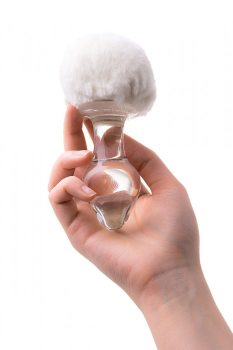 Стеклянная анальная втулка с хвостиком - 9,5 см. - Sexus - купить с доставкой в Черкесске