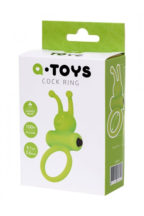 Зеленое эрекционное виброкольцо на пенис Cock Ring - A-toys - в Черкесске купить с доставкой
