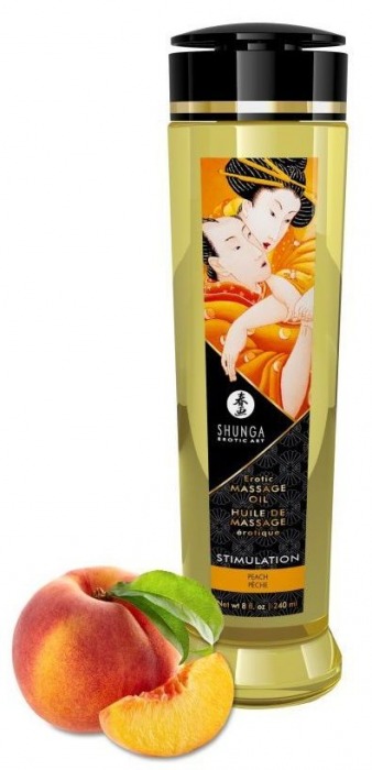 Массажное масло для тела с ароматом персика Stimulation - 240 мл. - Shunga - купить с доставкой в Черкесске