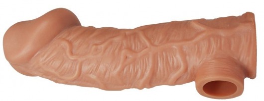 Телесная насадка на фаллос с отверстием для мошонки EXTREME SLEEVE - 17,6 см. - KOKOS - в Черкесске купить с доставкой