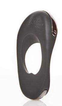 Черное эрекционное виброкольцо с двумя виброэлементами ATOM PLUS - Hot Octopuss - в Черкесске купить с доставкой