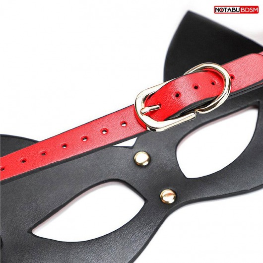 Красно-черная игровая маска с ушками - Notabu - купить с доставкой в Черкесске