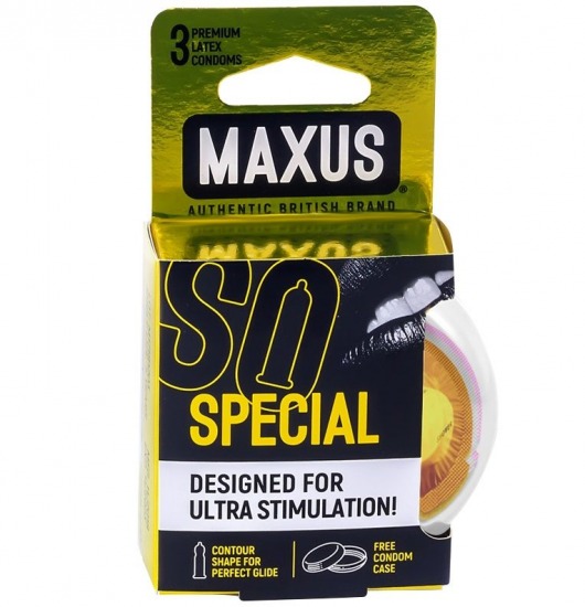 Презервативы с точками и рёбрами в пластиковом кейсе MAXUS Special - 3 шт. - Maxus - купить с доставкой в Черкесске