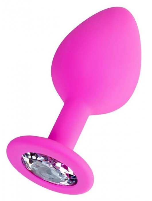Розовая анальная втулка Brilliant с прозрачным кристаллом - 7 см. - ToyFa - купить с доставкой в Черкесске