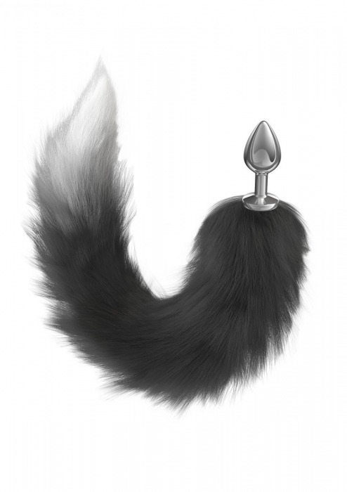 Серебристая анальная пробка с черным хвостом Galaxy - Lola Games - купить с доставкой в Черкесске