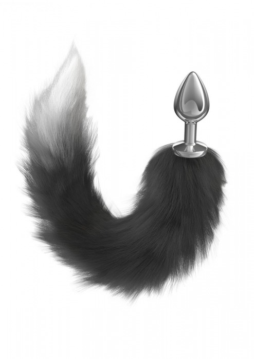 Серебристая анальная пробка с черным хвостом Starlit - Lola Games - купить с доставкой в Черкесске