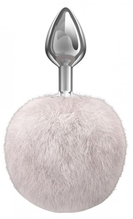 Серебристая анальная пробка с белым пушистым хвостиком Twinkle - Lola Games - купить с доставкой в Черкесске