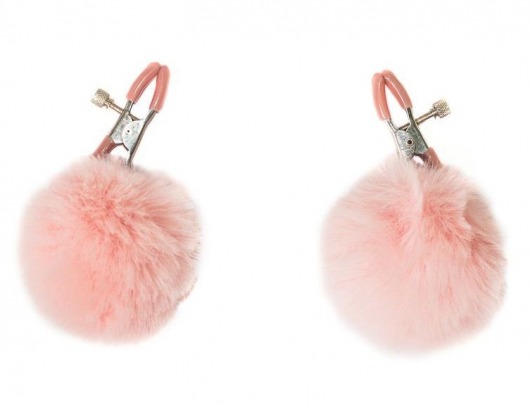 Зажимы на соски Angelic с розовыми меховыми шариками - Lola Games - купить с доставкой в Черкесске
