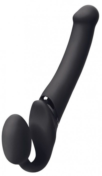 Черный безремневой вибрострапон Silicone Bendable Strap-On M - Strap-on-me - купить с доставкой в Черкесске