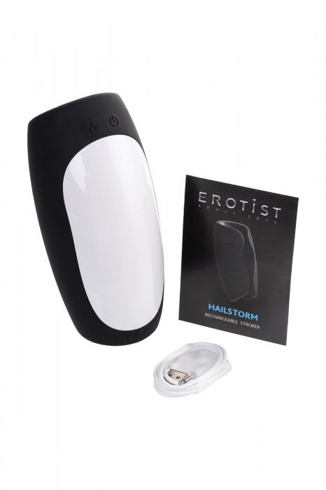 Черно-белый перезаряжаемый мастурбатор Erotist Hailstorm - Erotist Adult Toys - в Черкесске купить с доставкой