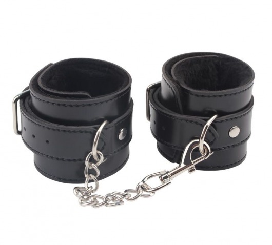 Черные оковы на ноги Obey Me Leather Ankle Cuffs - Chisa - купить с доставкой в Черкесске