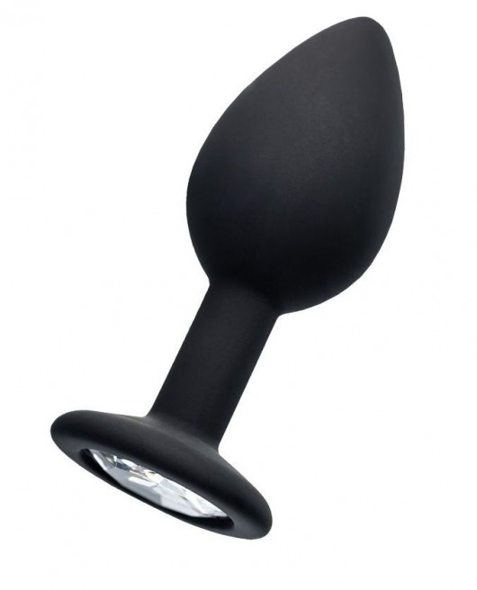 Черная анальная втулка с прозрачным стразом - 7,2 см. - POPO Pleasure - купить с доставкой в Черкесске