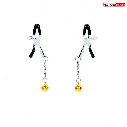 Оригинальные зажимы на соски с желтыми шариками - Notabu - купить с доставкой в Черкесске