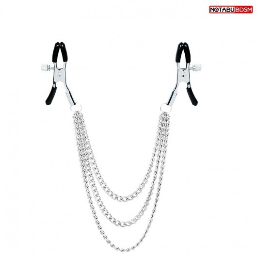 Оригинальные зажимы на соски с тройной цепочкой - Notabu - купить с доставкой в Черкесске